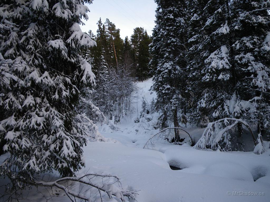 IMGP0143.JPG - Fortfarande lite öppet på några ställen, så att man kan se och höra vattnet.