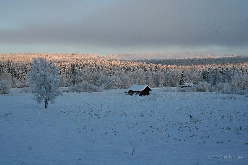 IMG_4111.JPG - En annan vinkel på lutande ladan. Det ser ut som att det är en kall vinterdag och det är det också. Skulle tro att det är minst -15